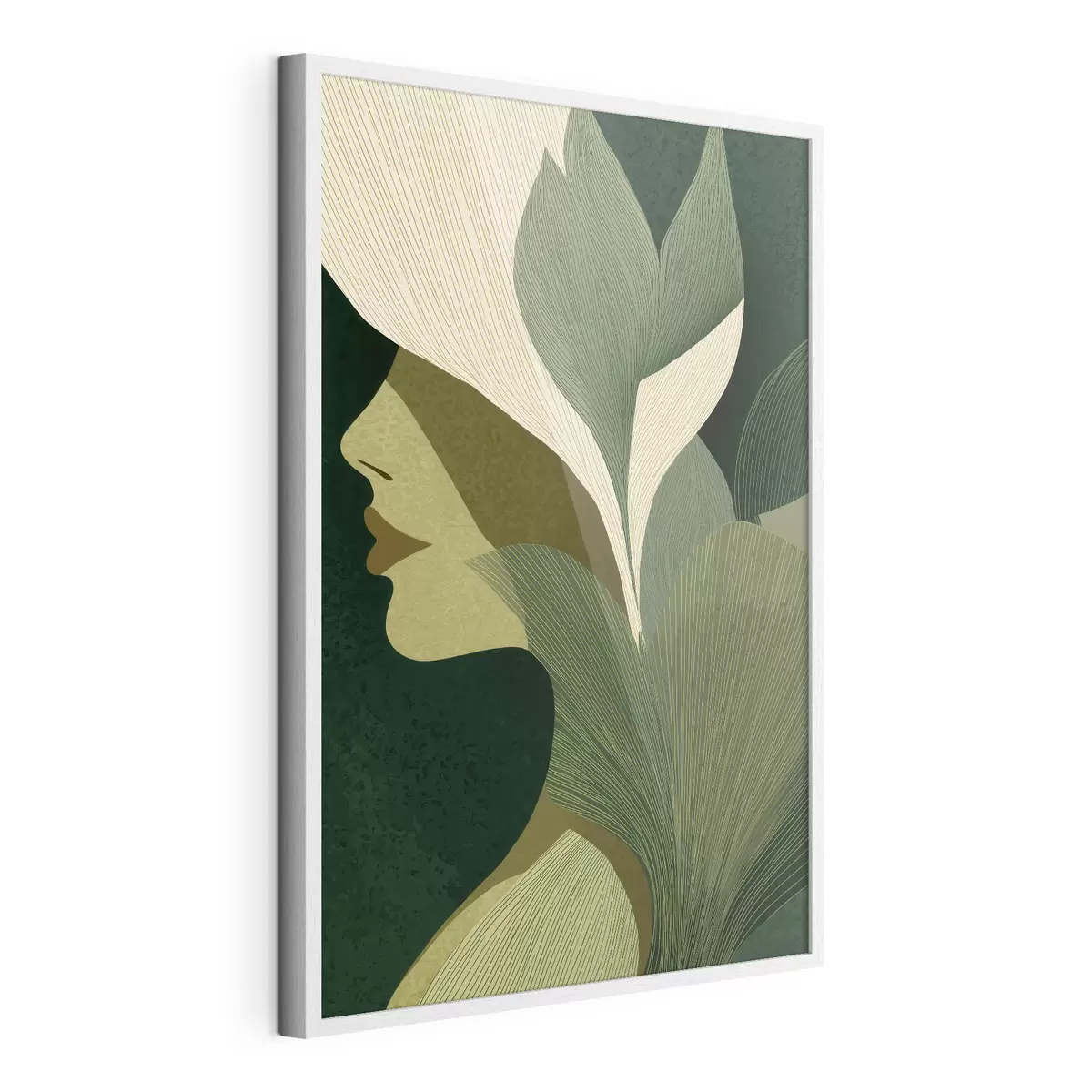 Poster Profil d'une femme avec des feuilles f49432