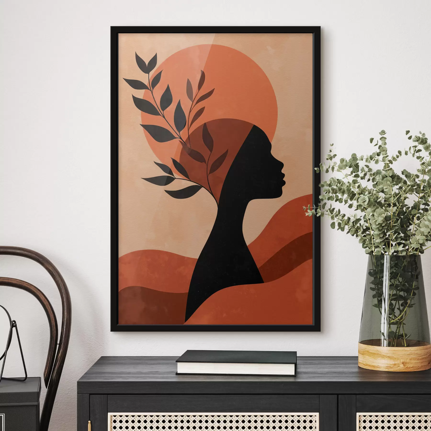 Papier peint Silhouette de femme avec des feuilles f49440