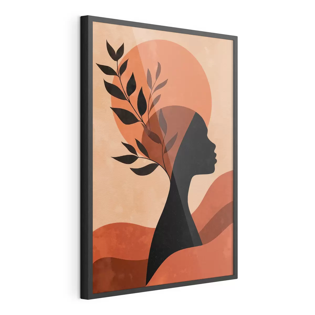 Poster Silhouette de femme avec des feuilles f49440