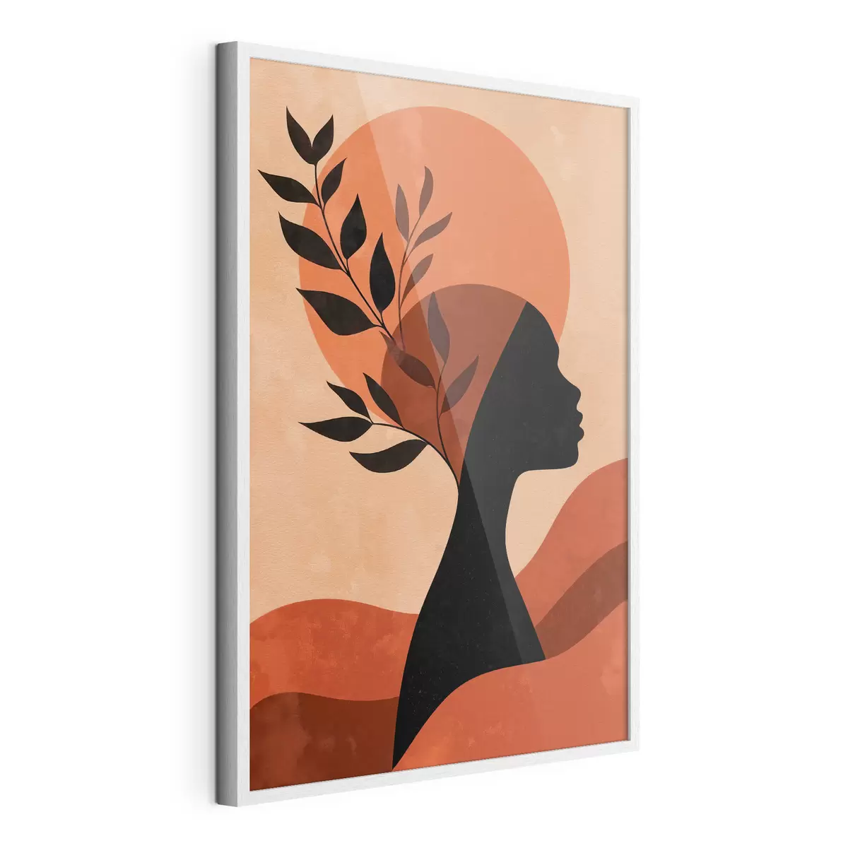 Poster Silhouette de femme avec des feuilles f49440