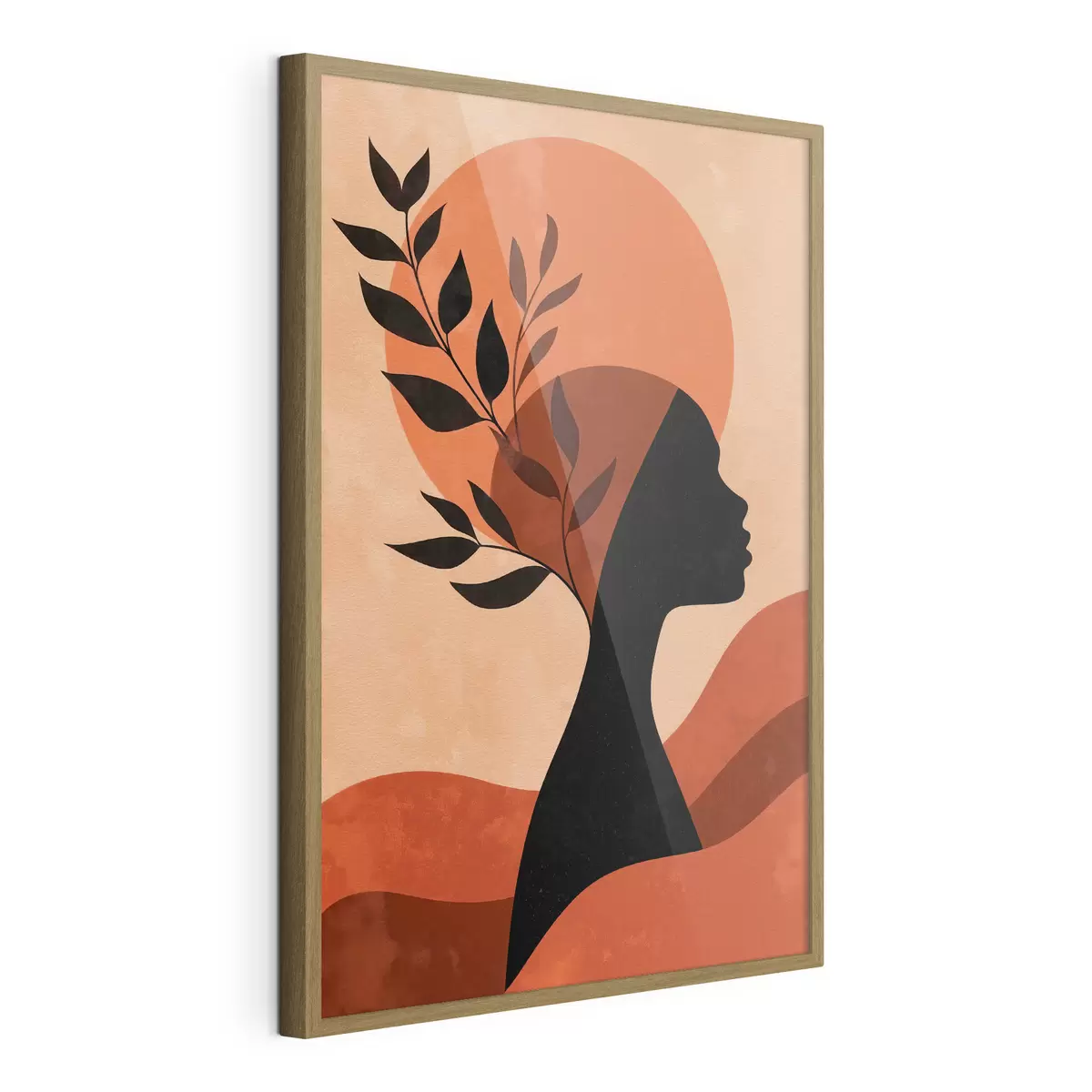 Poster Silhouette de femme avec des feuilles f49440