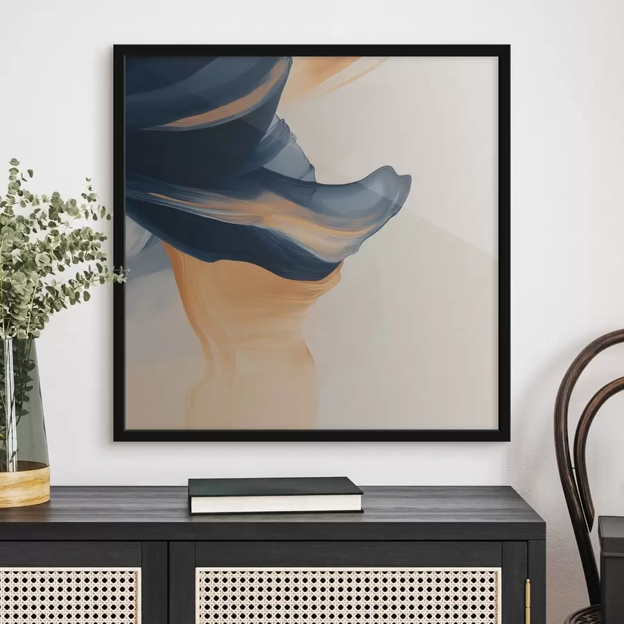 Papier peint Composition aux tons bleu profond et pêche chaleureux, dans un style pictural contemporain f48883