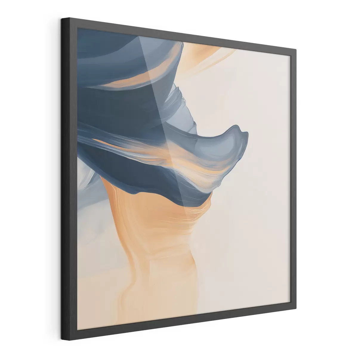 Poster Composition aux tons bleu profond et pêche chaleureux, dans un style pictural contemporain f48883