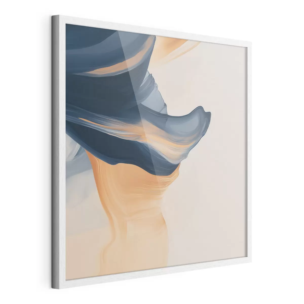 Poster Composition aux tons bleu profond et pêche chaleureux, dans un style pictural contemporain f48883
