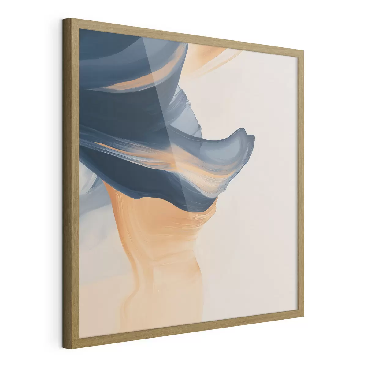 Poster Composition aux tons bleu profond et pêche chaleureux, dans un style pictural contemporain f48883