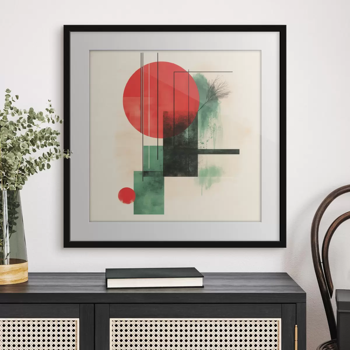 Poster Composition artistique contemporaine aux lignes graphiques et aux éléments texturés f48887