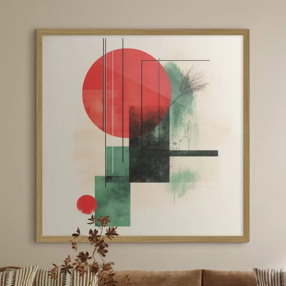 Poster Composition artistique contemporaine aux lignes graphiques et aux éléments texturés f48887