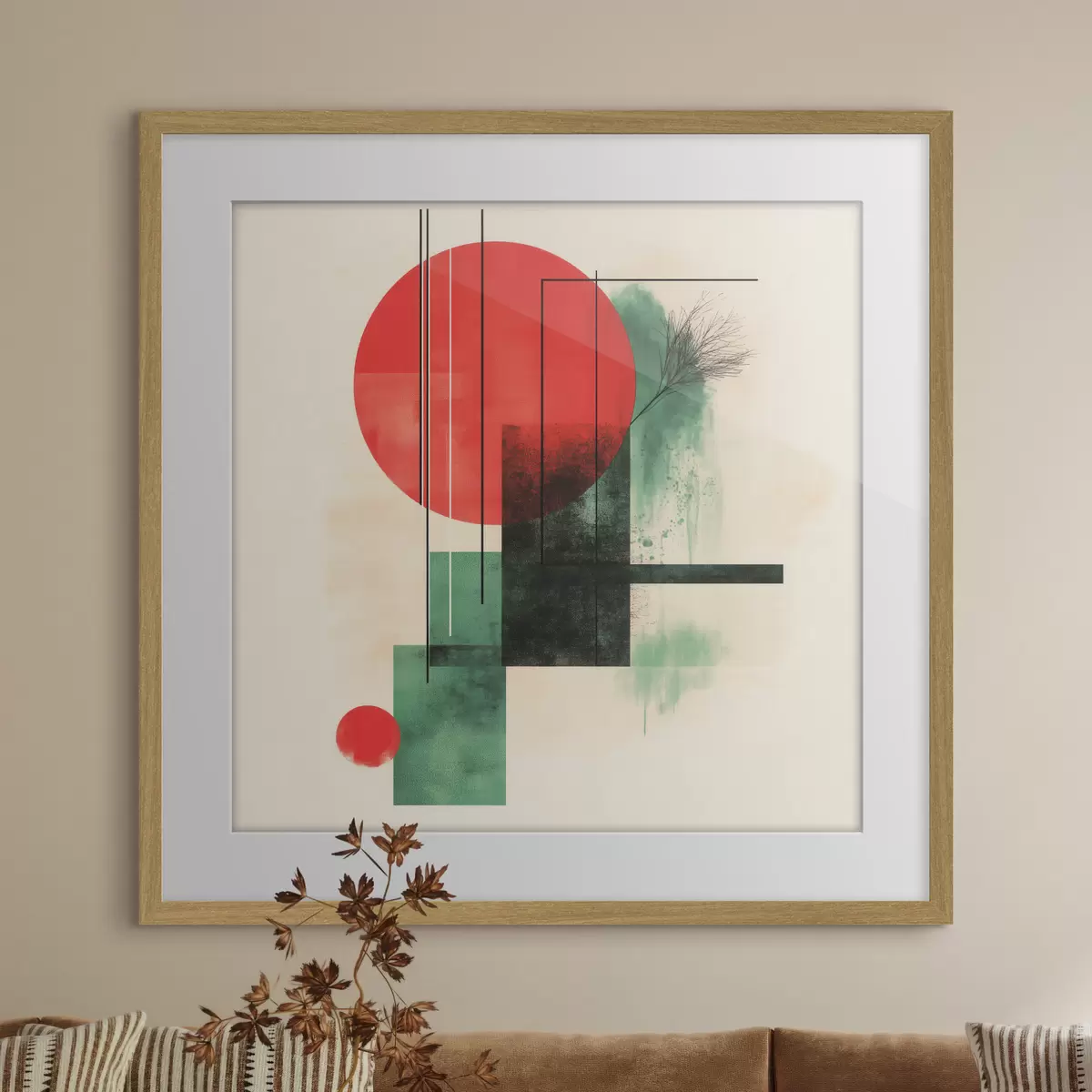 Poster Composition artistique contemporaine aux lignes graphiques et aux éléments texturés f48887