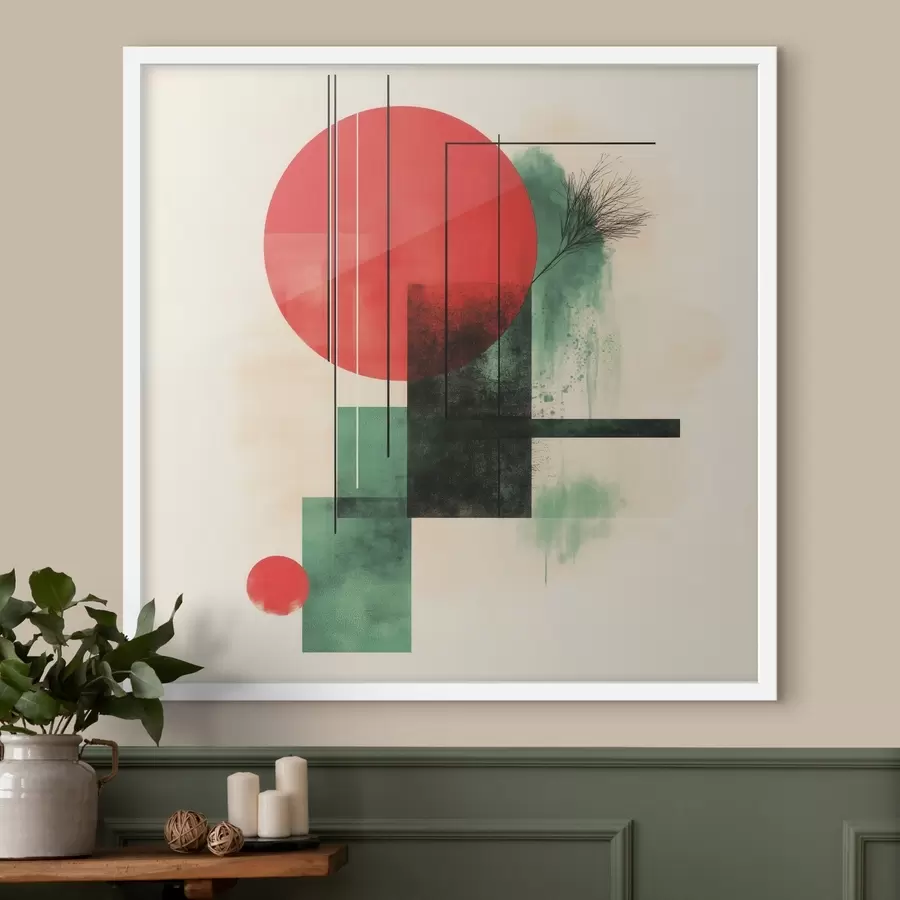 Papier peint Composition artistique contemporaine aux lignes graphiques et aux éléments texturés f48887