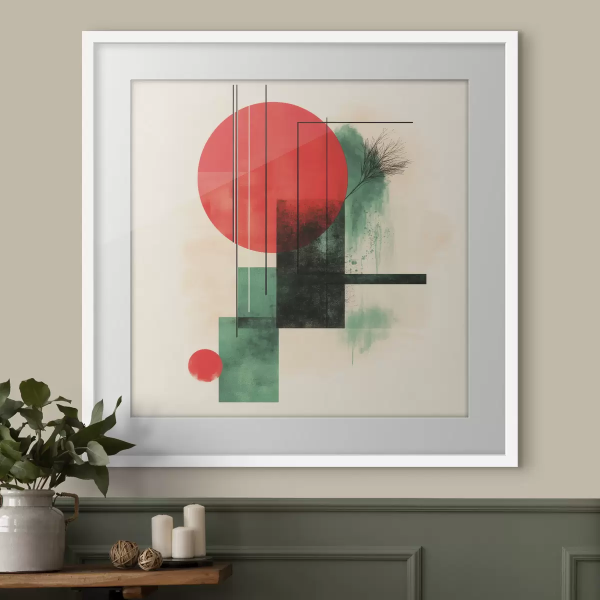 Poster Composition artistique contemporaine aux lignes graphiques et aux éléments texturés f48887