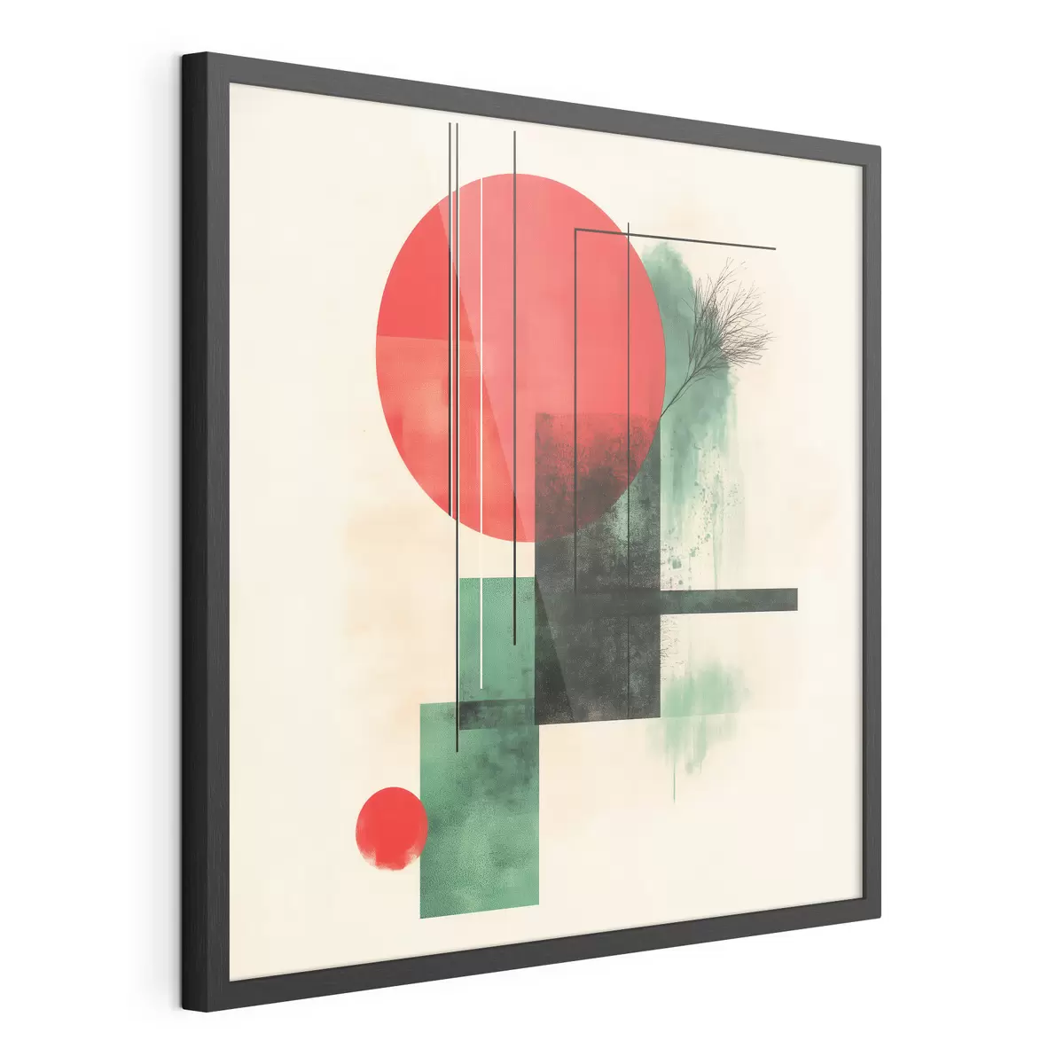 Poster Composition artistique contemporaine aux lignes graphiques et aux éléments texturés f48887