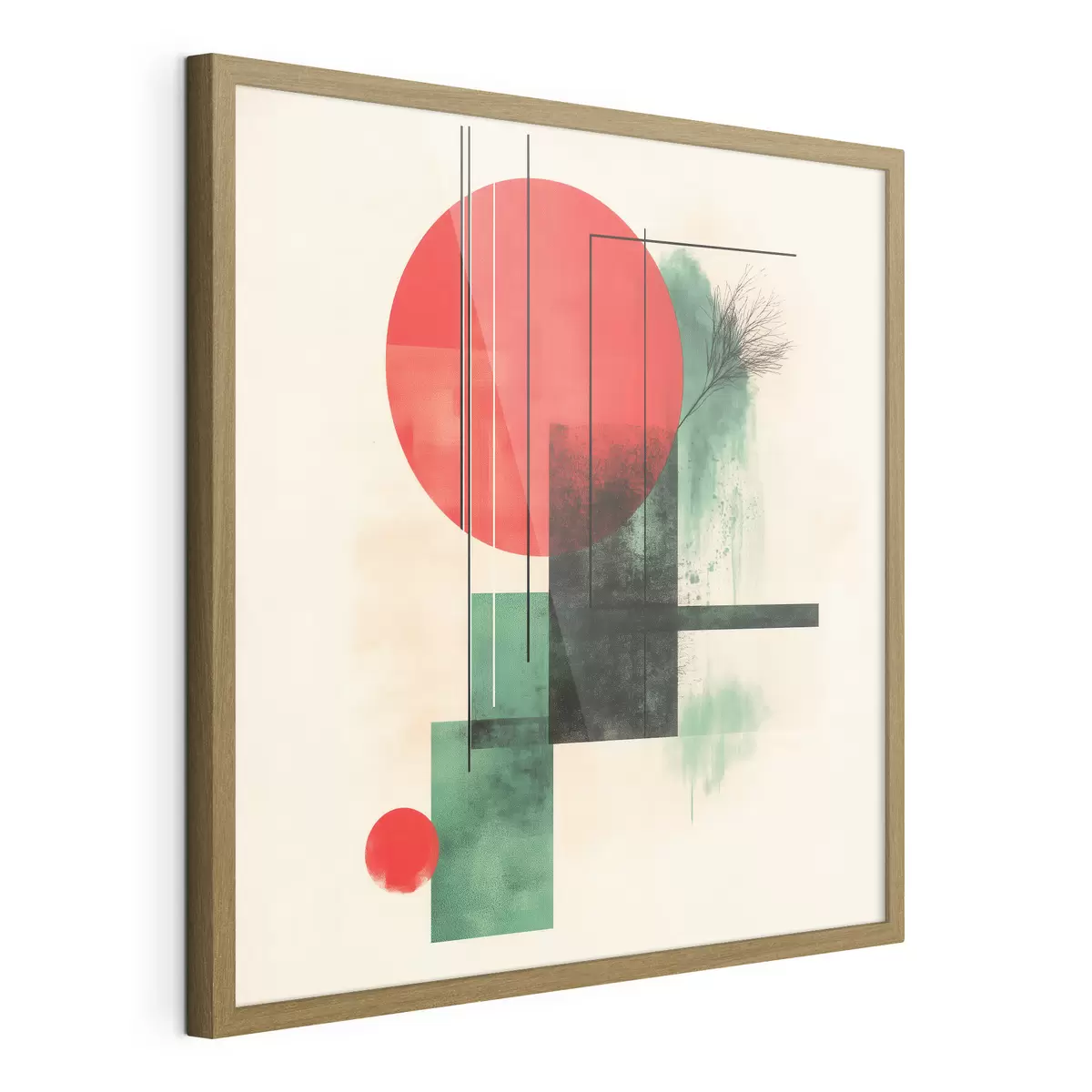 Poster Composition artistique contemporaine aux lignes graphiques et aux éléments texturés f48887