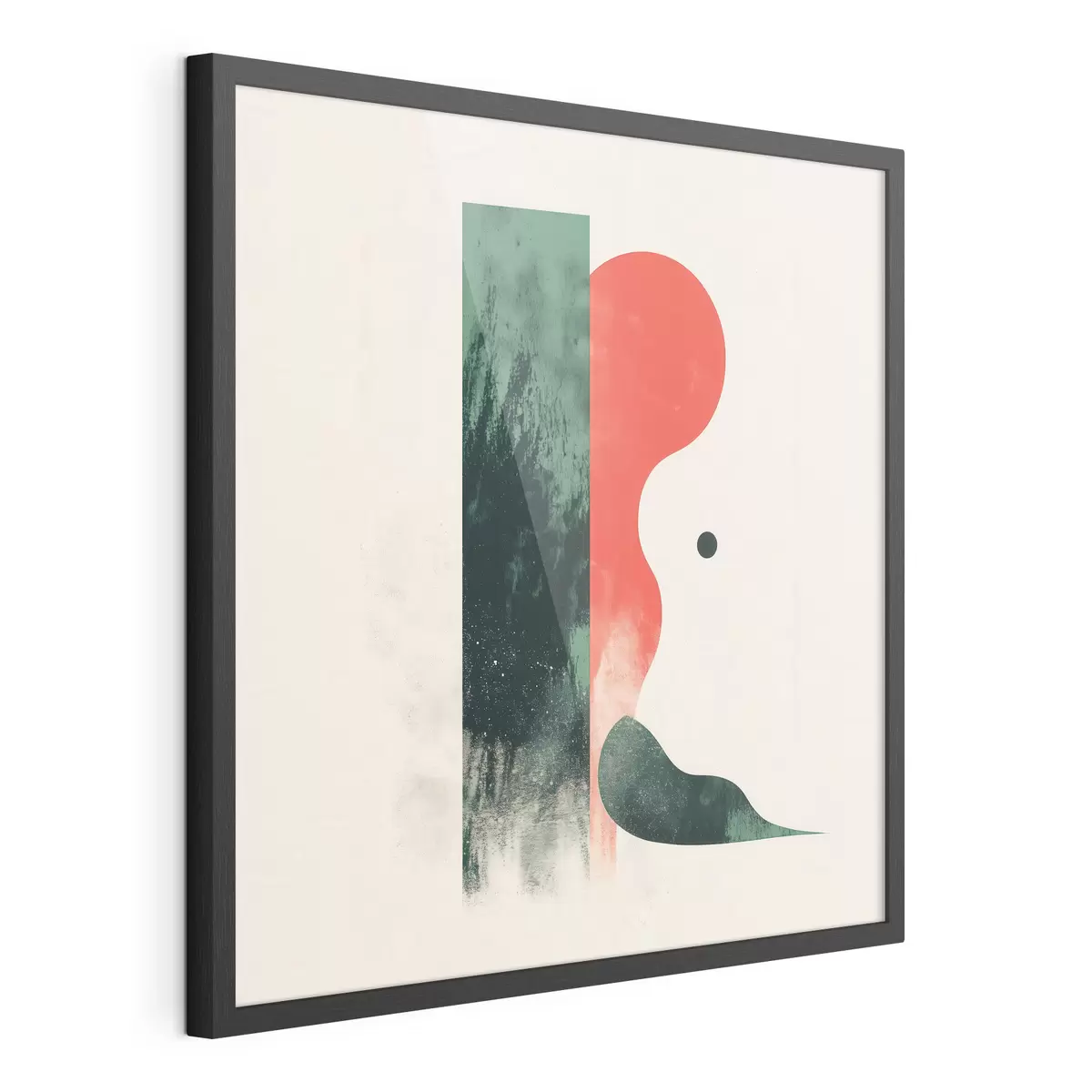 Poster Composition géométrique contemporaine avec des motifs abstraits rouges et verts f48888