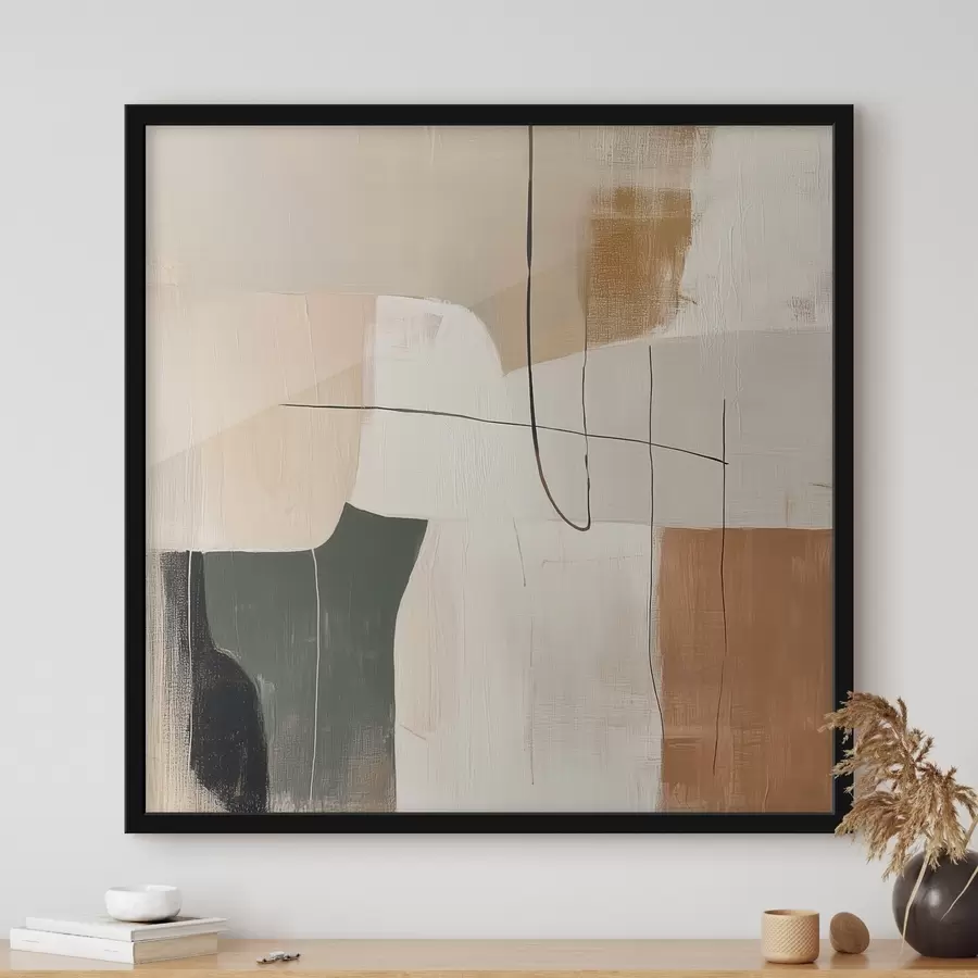 Papier peint Peinture abstraite d'intérieur dans des tons pastel, ocre et olive f48889