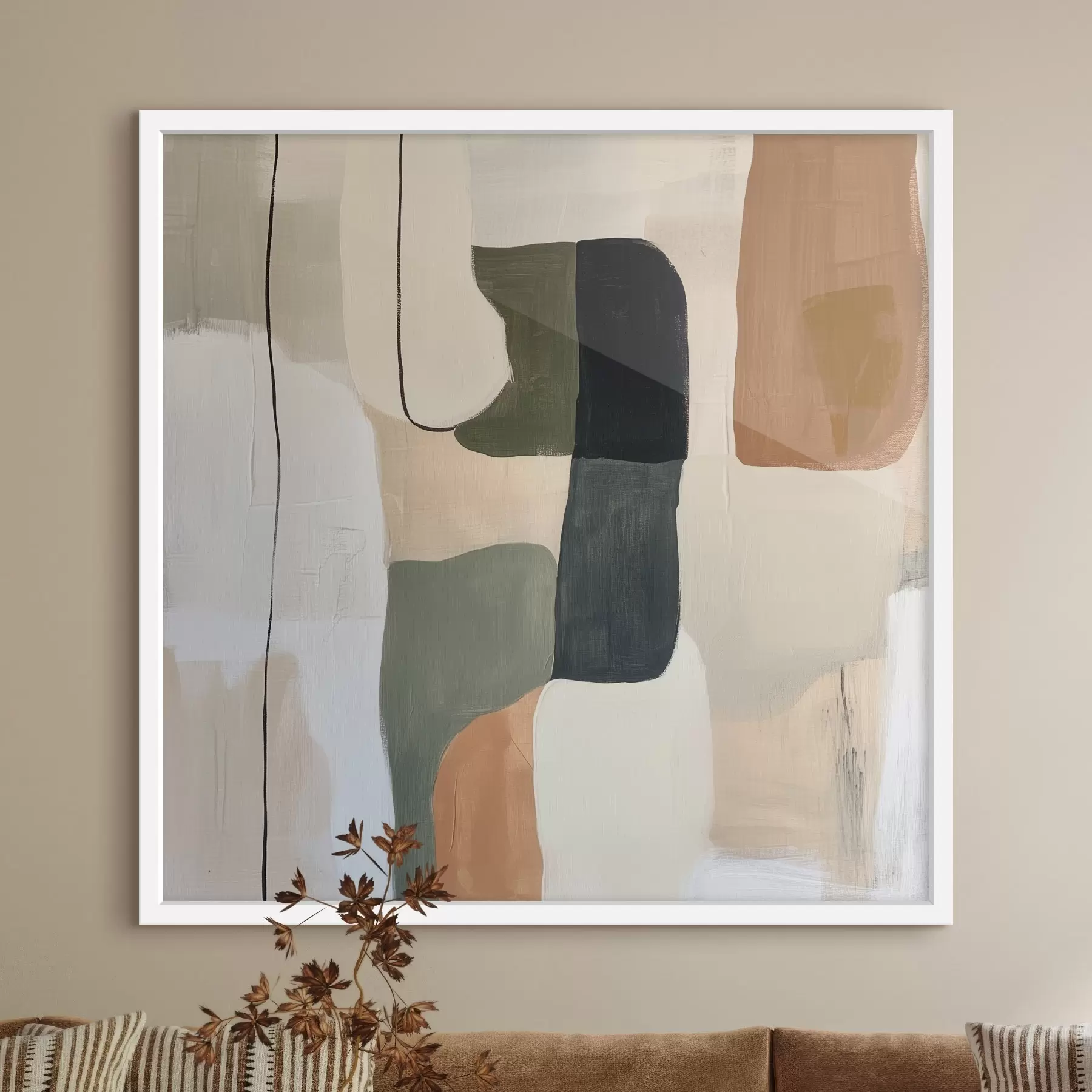 Papier peint Composition abstraite contemporaine composée de blocs de couleur et d'une ligne graphique élégante f48890