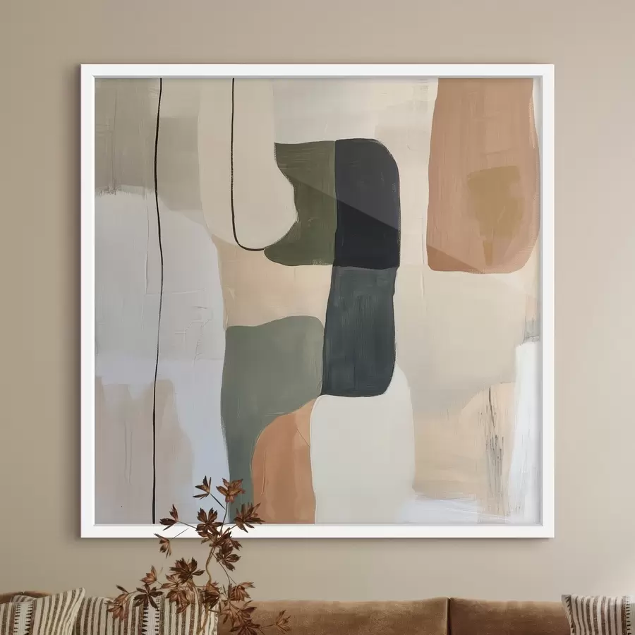Papier peint Composition abstraite contemporaine composée de blocs de couleur et d'une ligne graphique élégante f48890