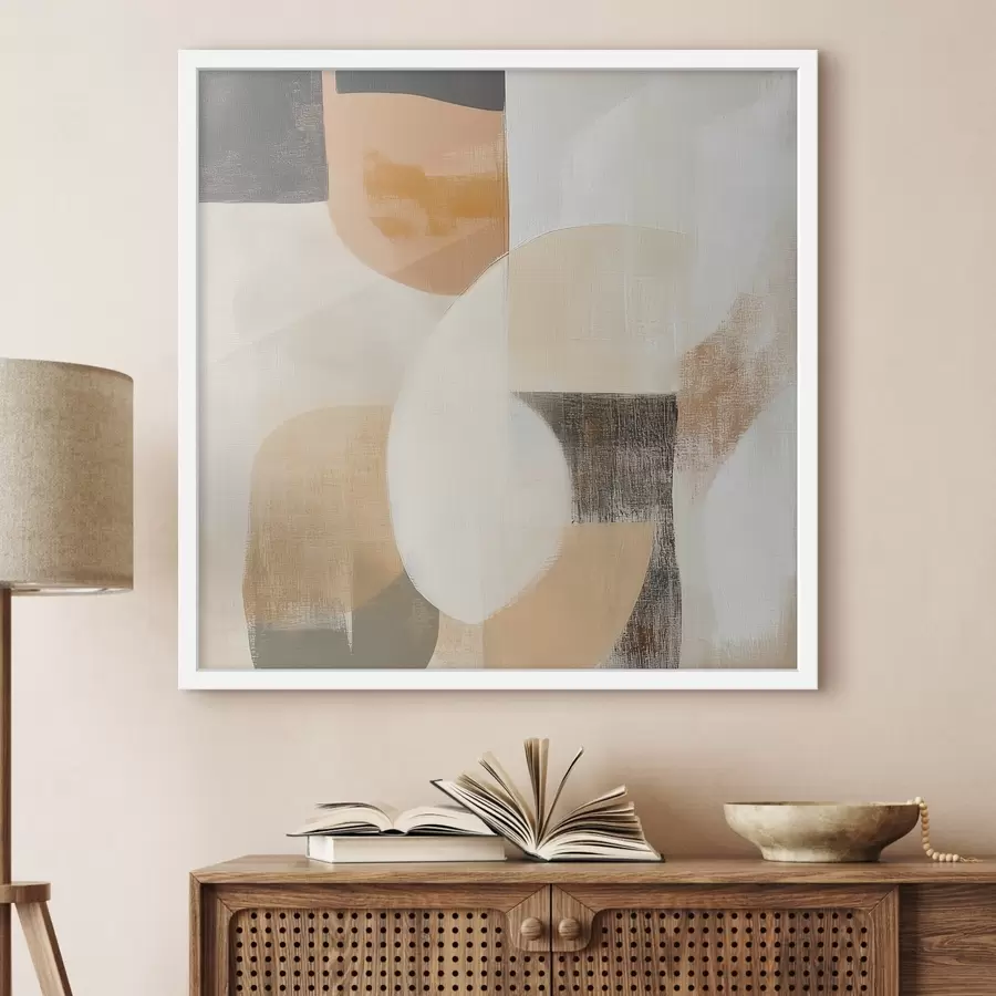 Papier peint Affiche d'art contemporain représentant des figures géométriques simples dans des tons chauds f48894