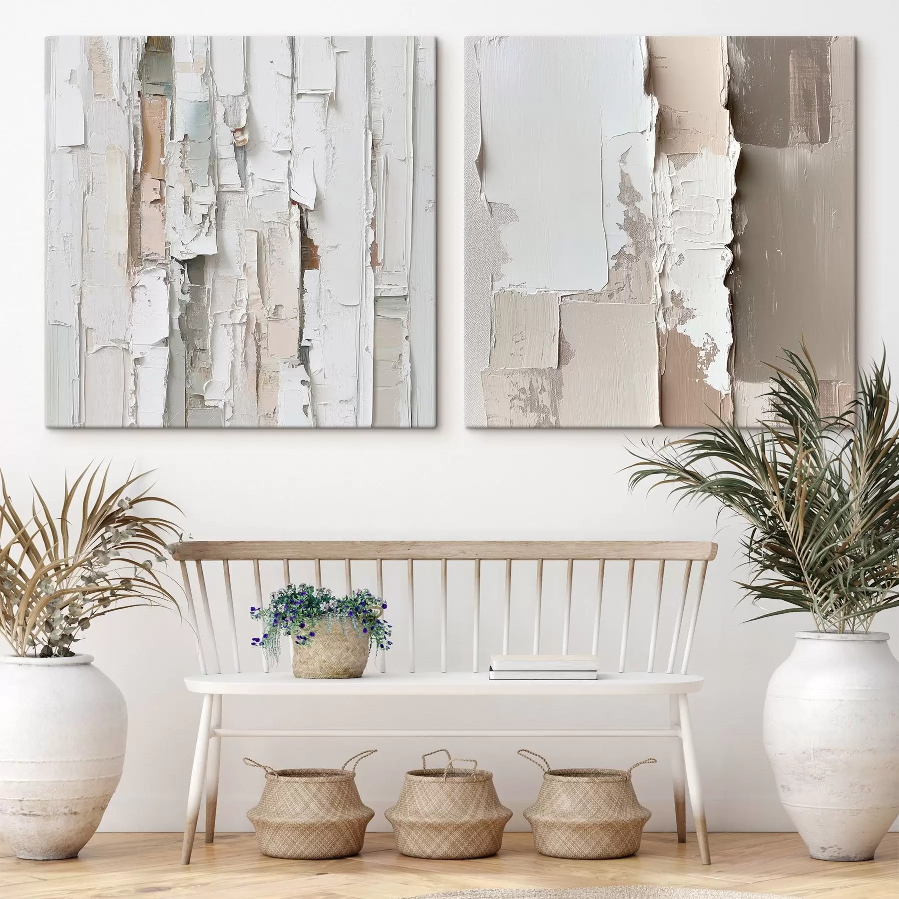 Tableau Composition abstraite aux reliefs marqués et aux touches pastel, dans un style pictural contemporain m30365