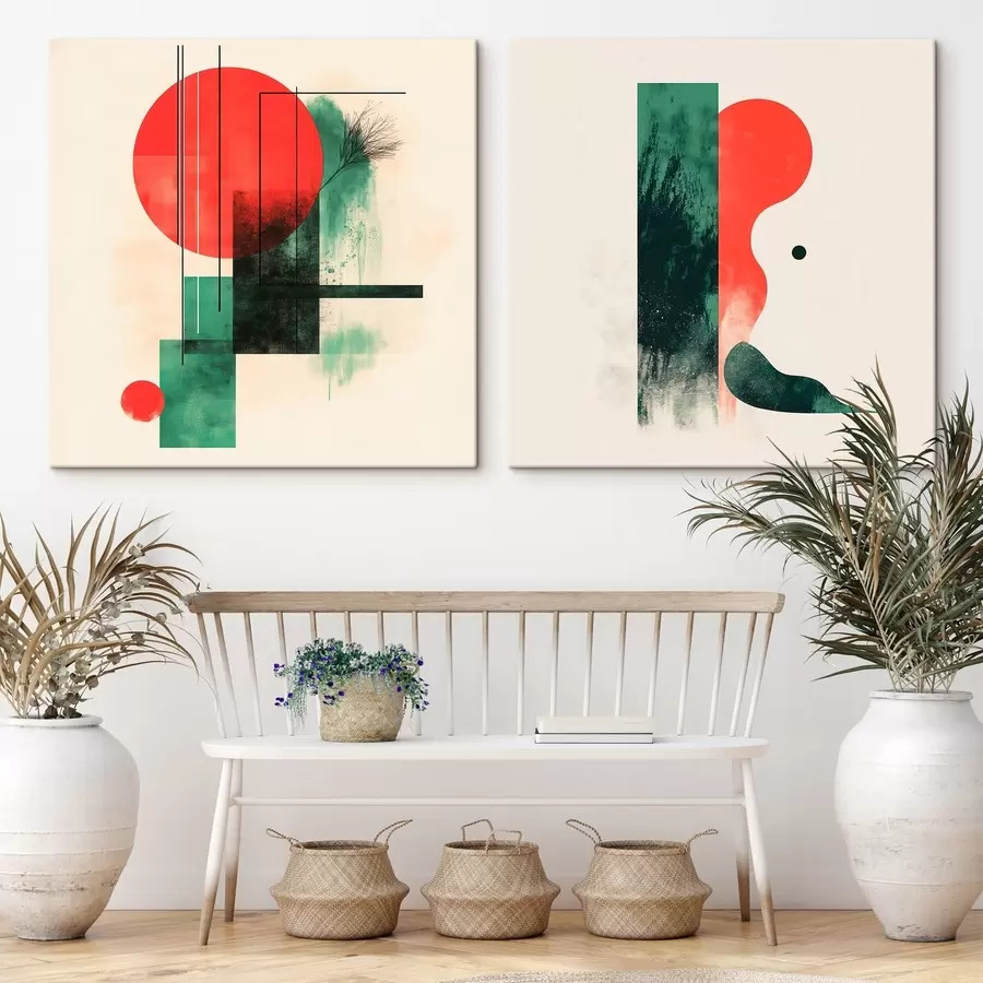 Tableau Un style d'intérieur contemporain et épuré, rehaussé de touches graphiques et de motifs floraux m30370