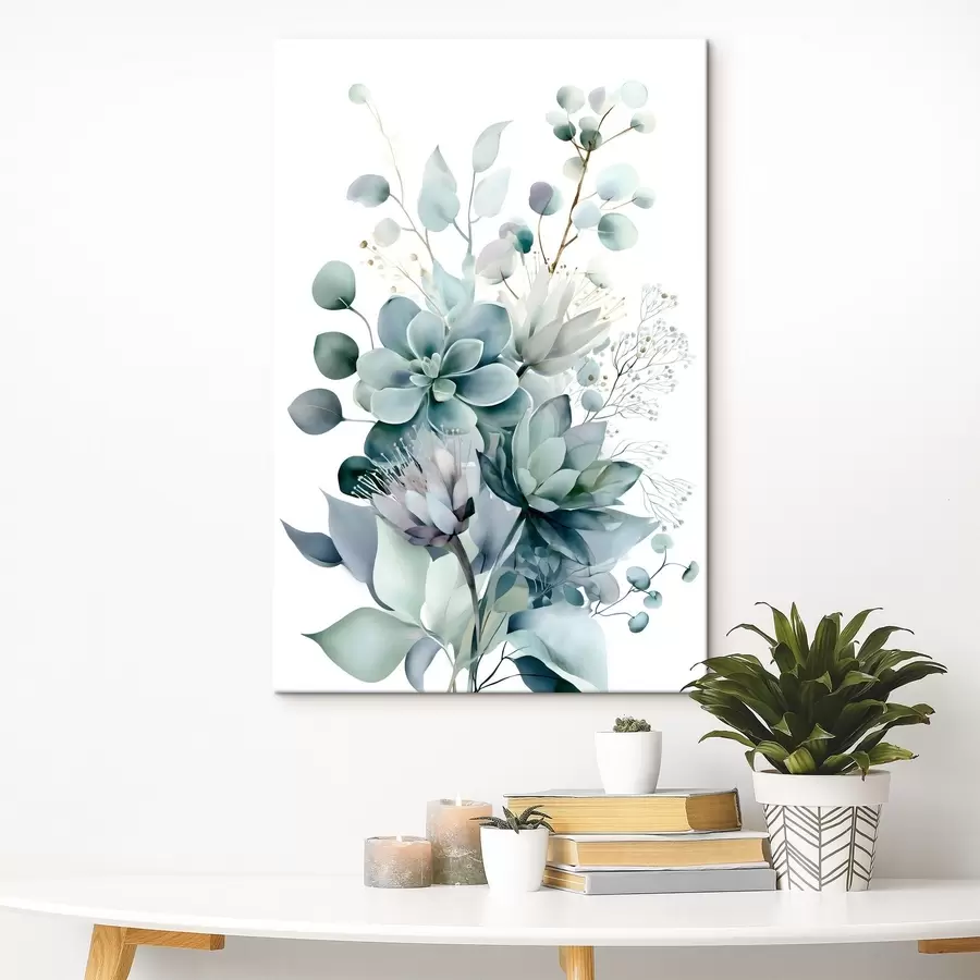 Tableau Plantes succulentes et autres plantes, dans un style aquarelle s49426