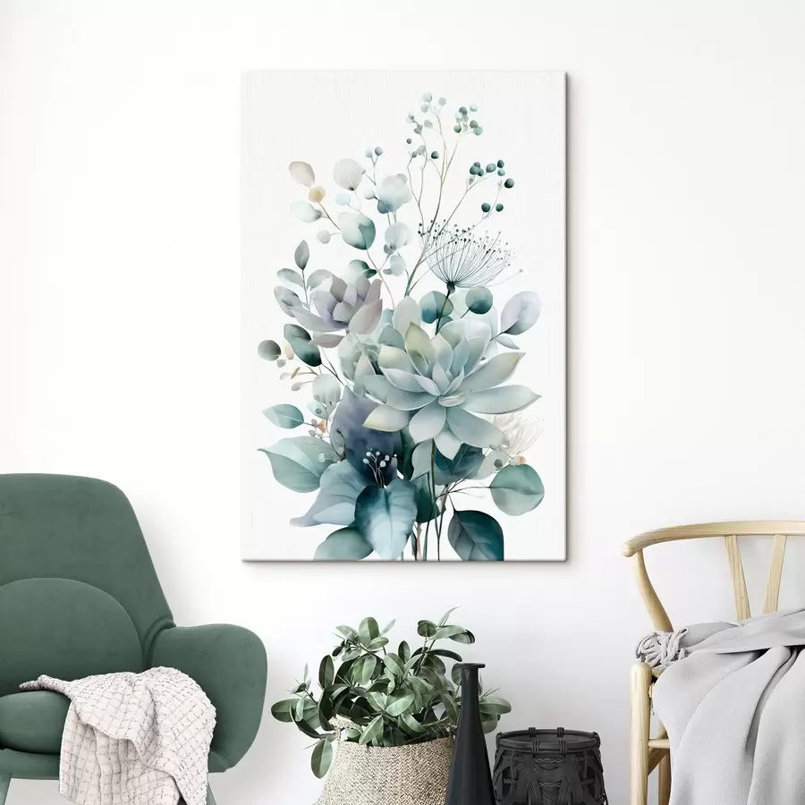 Tableau Plantes succulentes et autres plantes, dans un style aquarelle s49427