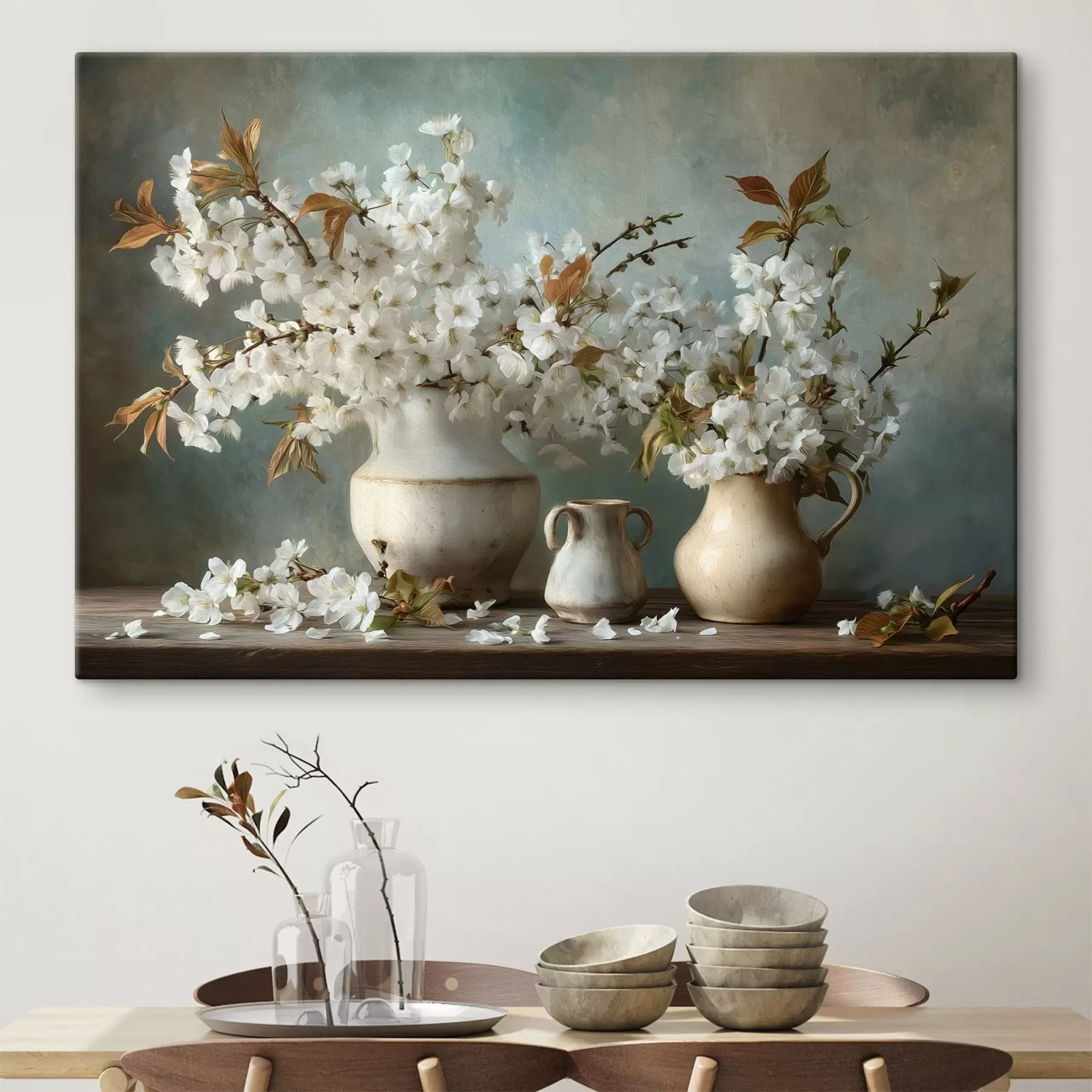 Tableau Des fleurs de cerisier dans des vases s49458