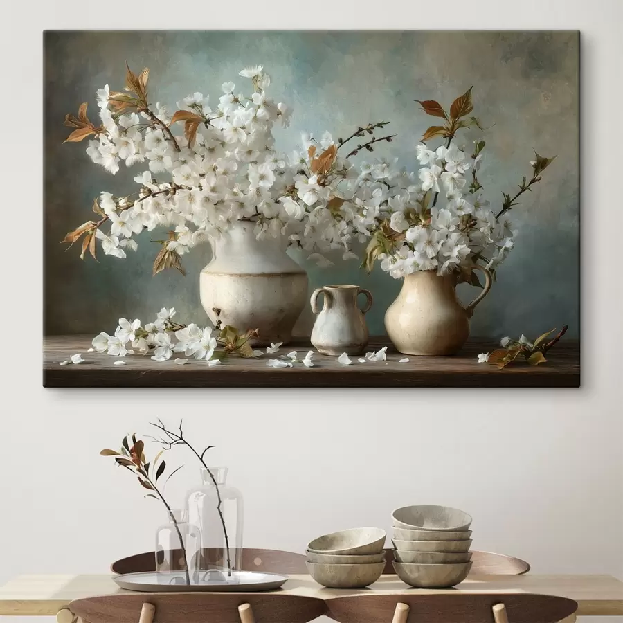 Tableau Des fleurs de cerisier dans des vases s49458
