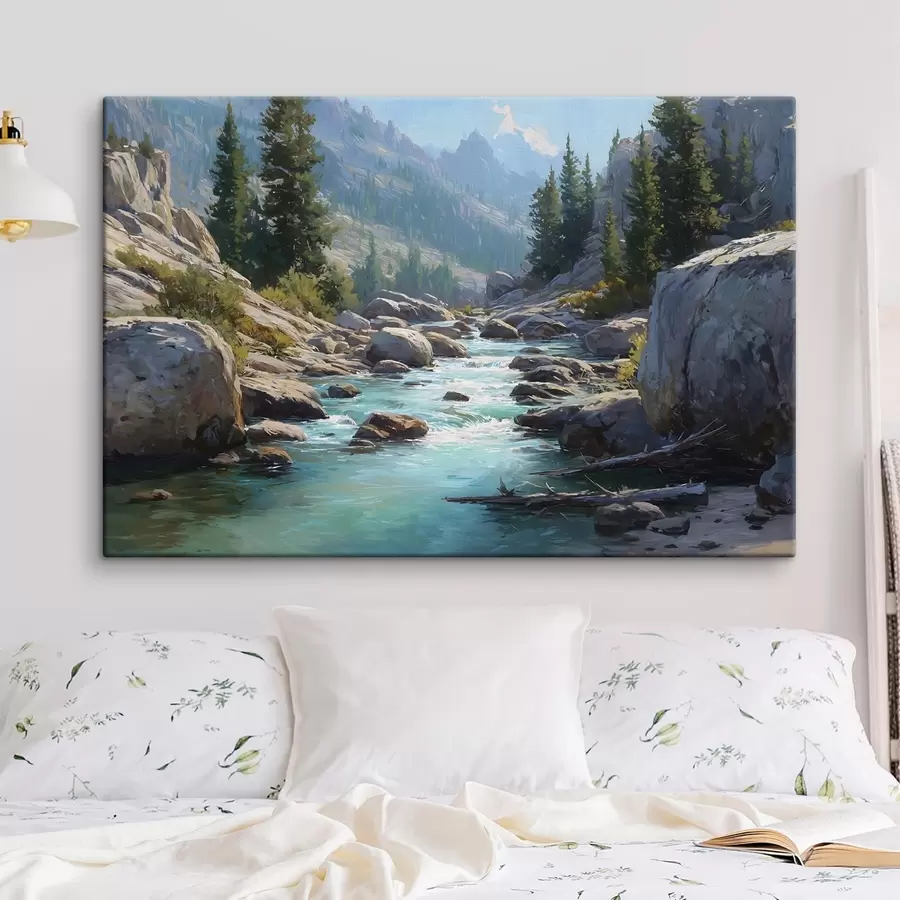 Tableau Une rivière de montagne pittoresque s49459
