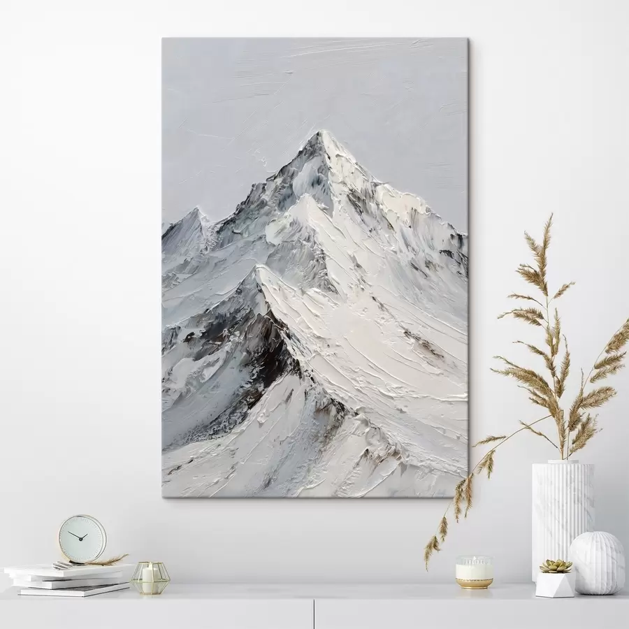Tableau Des montagnes enneigées peintes dans un style impasto s49460