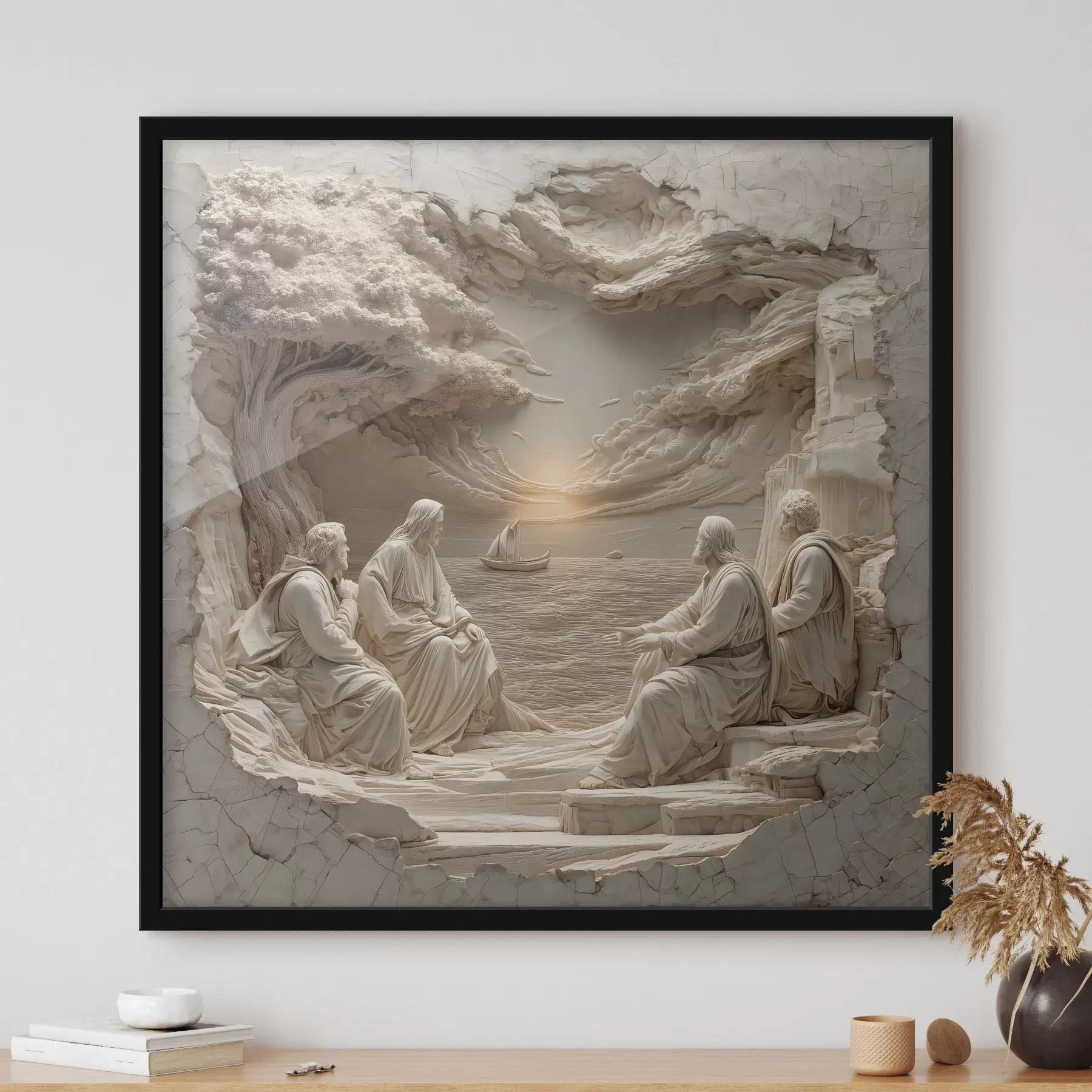 Papier peint Motifs bibliques en bas-relief f49423