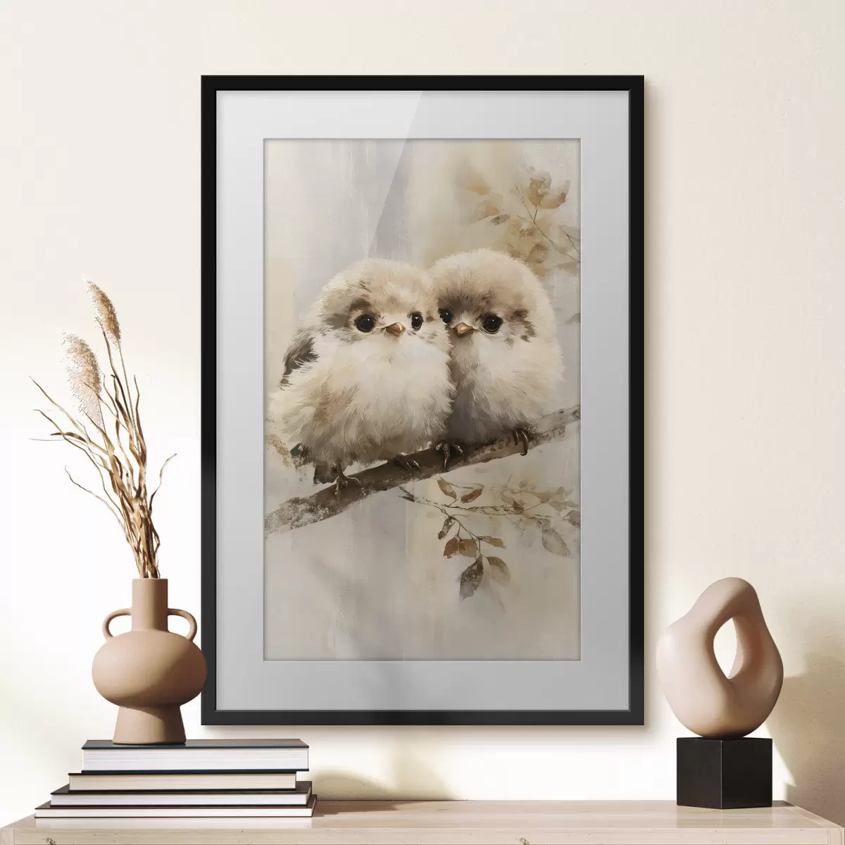 Poster Deux chouettes duveteuses f49425