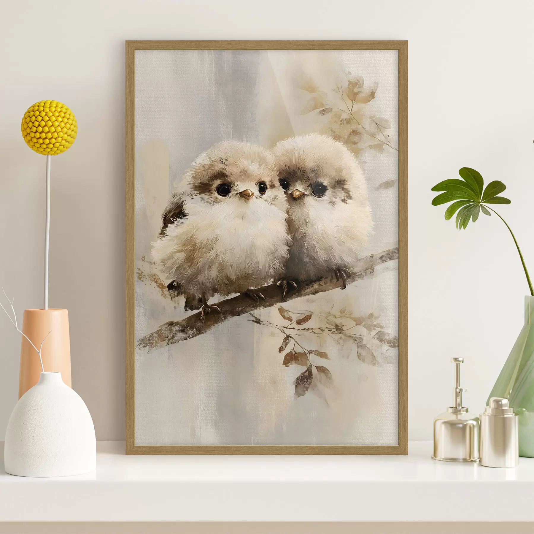 Papier peint Deux chouettes duveteuses f49425