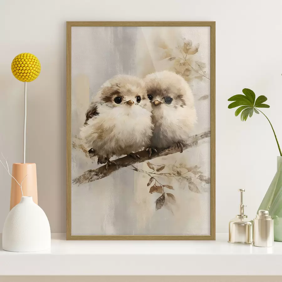 Papier peint Deux chouettes duveteuses f49425