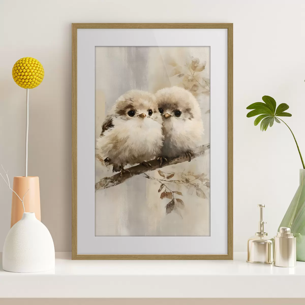 Poster Deux chouettes duveteuses f49425