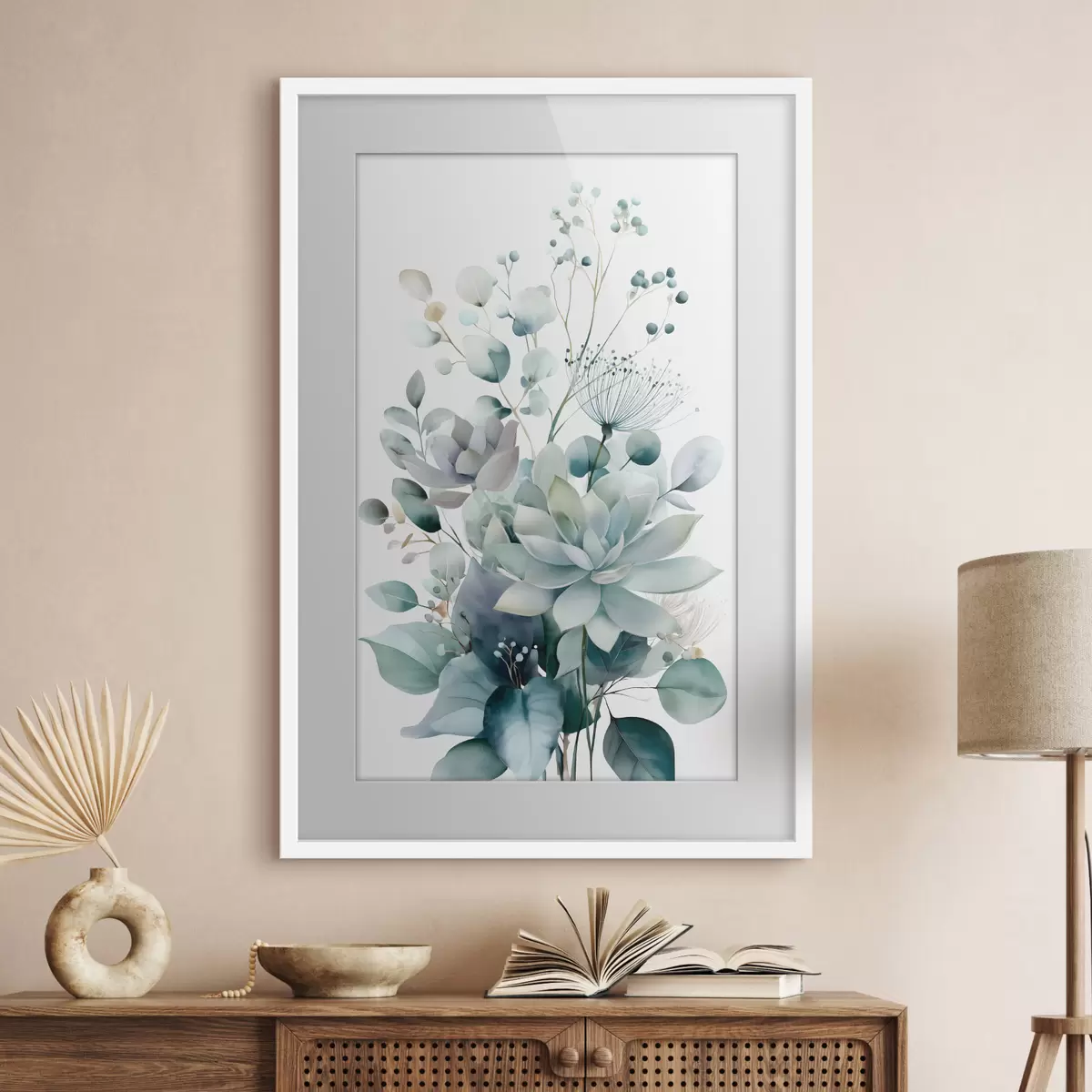 Poster Plantes succulentes et autres plantes, dans un style aquarelle f49427