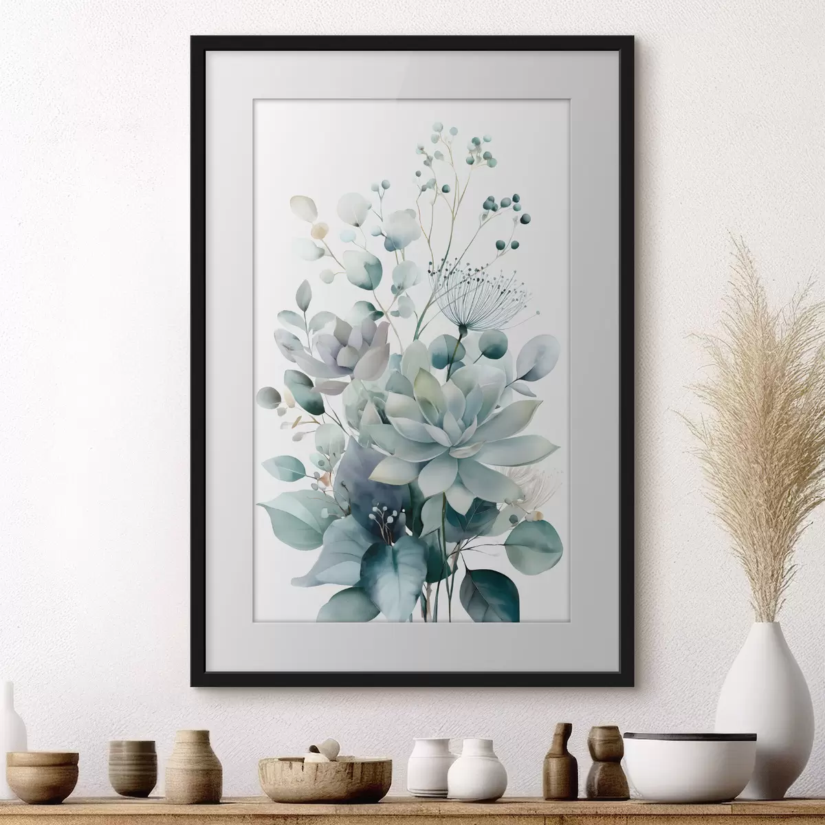 Poster Plantes succulentes et autres plantes, dans un style aquarelle f49427