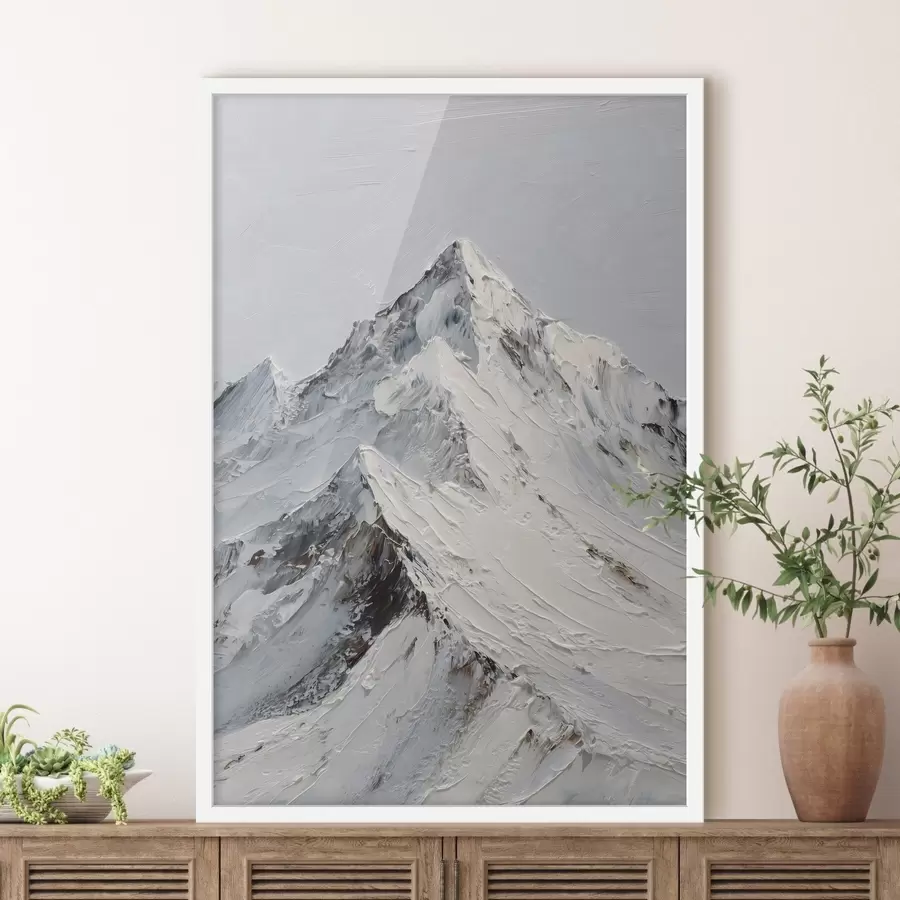 Papier peint Des montagnes enneigées peintes dans un style impasto f49460