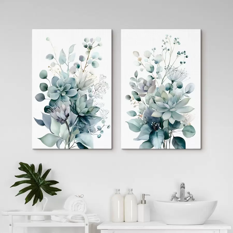 Tableau Plantes succulentes et autres plantes, dans un style aquarelle m30586