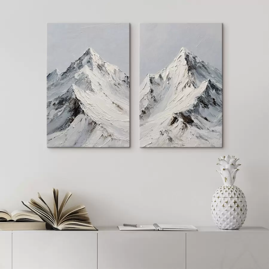 Papier peint Des montagnes enneigées peintes dans un style impasto m30589