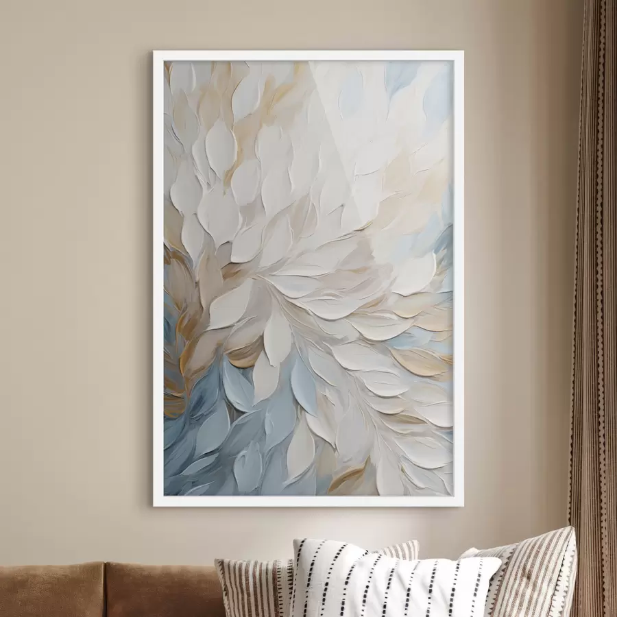 Papier peint Peinture abstraite texturée imitant des coups de pinceau en blanc, bleu et beige f49464