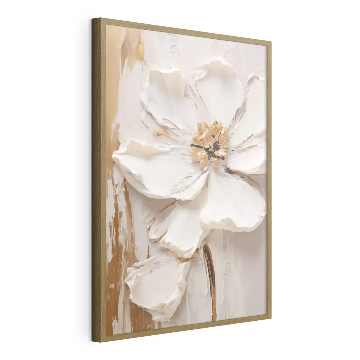 Poster Fleur blanche texturée aux pétales délicats sur fond abstrait f49486