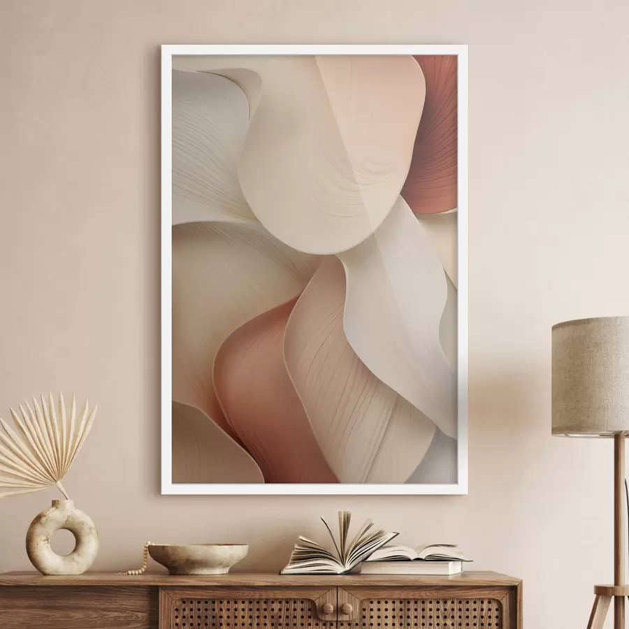 Papier peint Des formes abstraites aux lignes douces et fluides, dans des tons crème et beige f49488