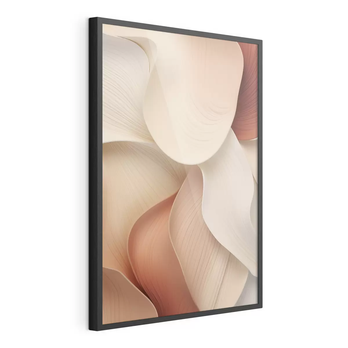Poster Des formes abstraites aux lignes douces et fluides, dans des tons crème et beige f49488