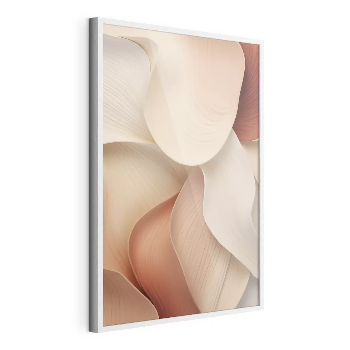 Poster Des formes abstraites aux lignes douces et fluides, dans des tons crème et beige f49488