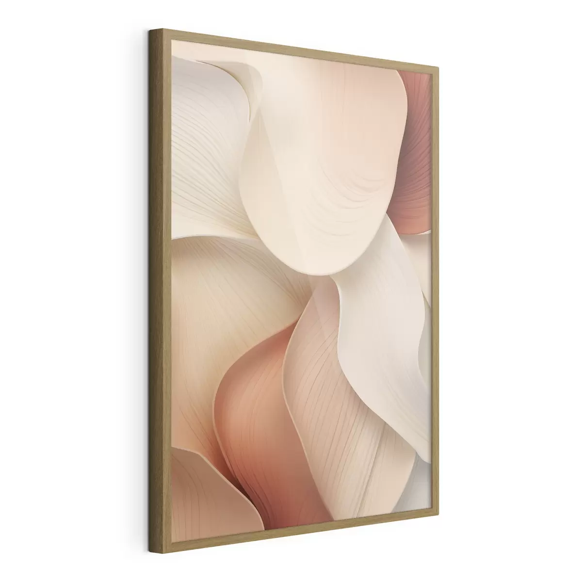 Poster Des formes abstraites aux lignes douces et fluides, dans des tons crème et beige f49488