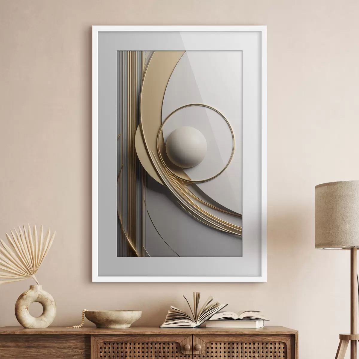 Poster Spirale dorée et perle f49498
