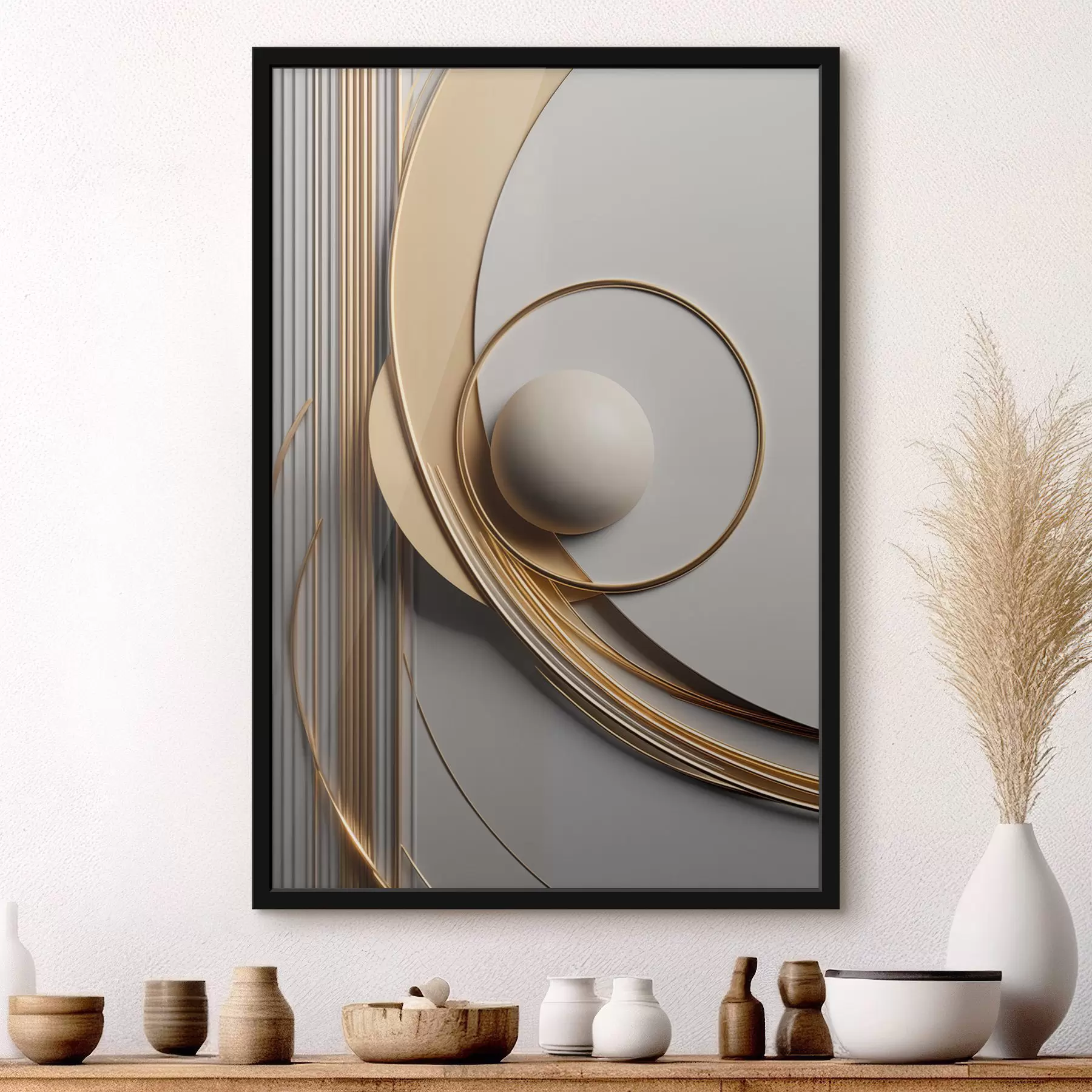 Papier peint Spirale dorée et perle f49498