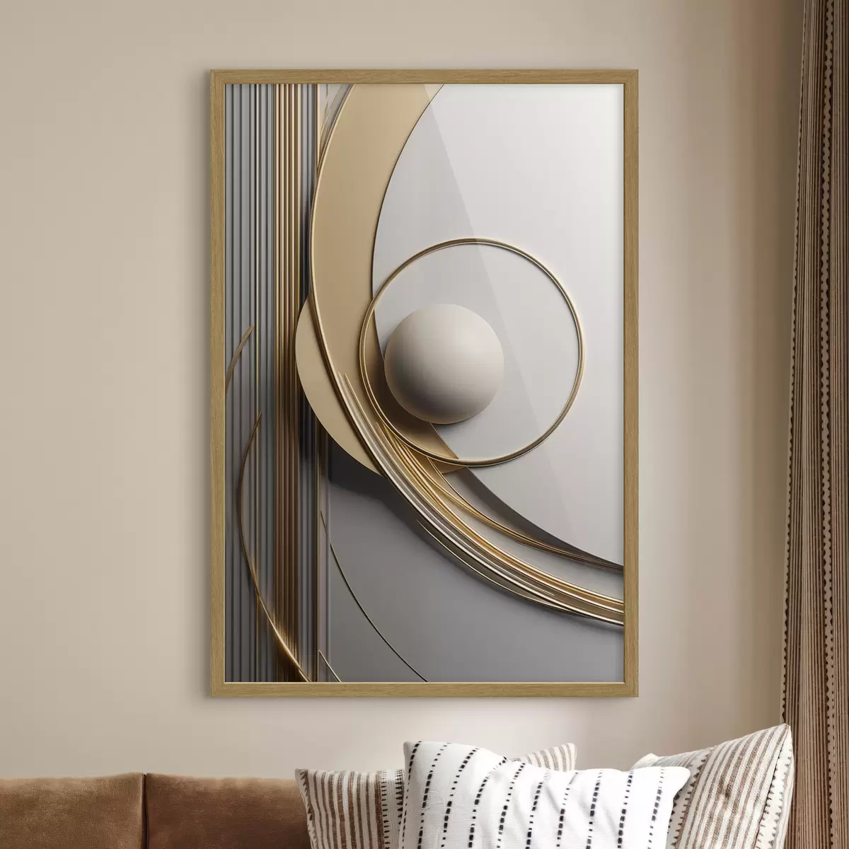 Poster Spirale dorée et perle f49498