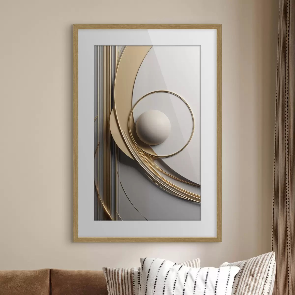 Poster Spirale dorée et perle f49498