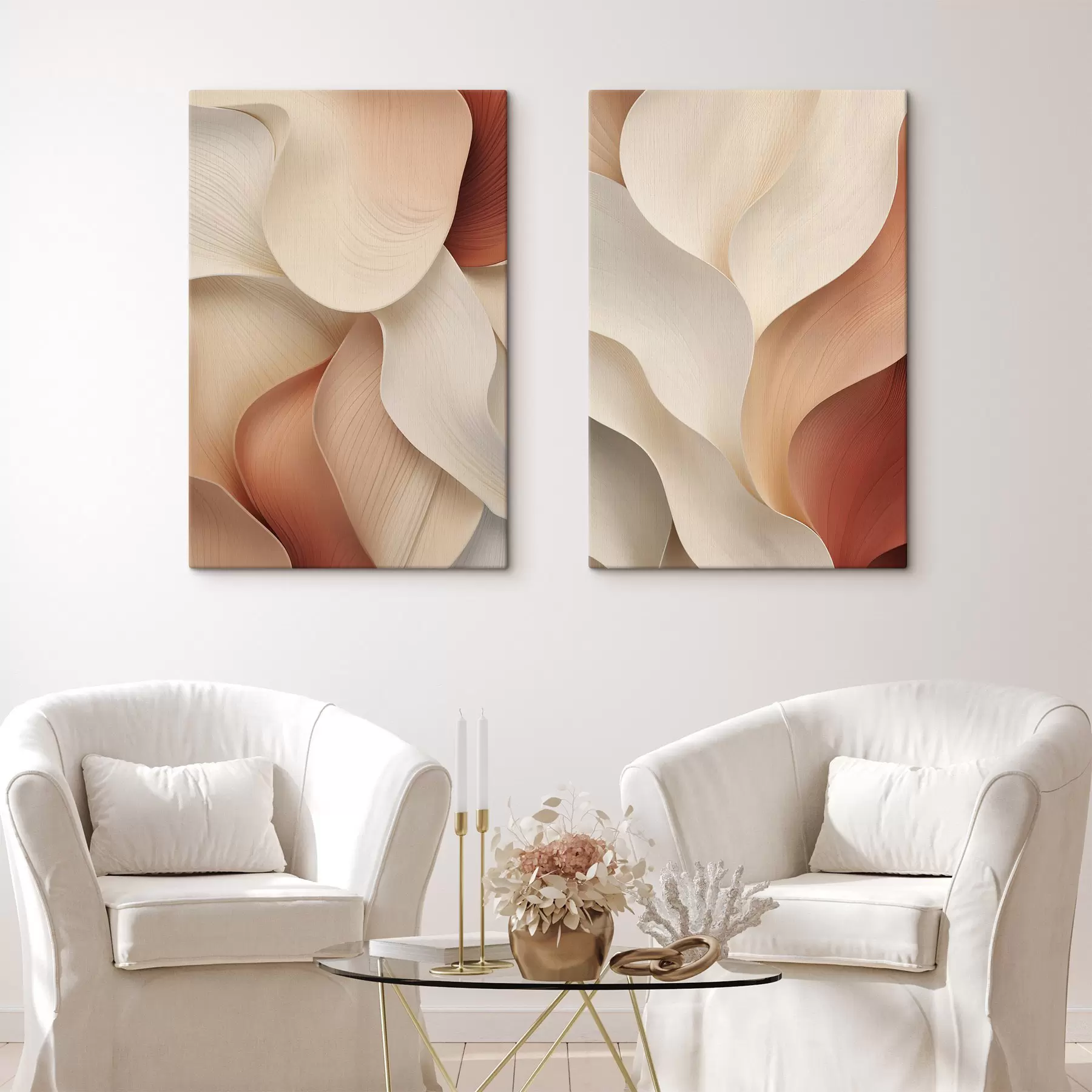 Tableau Fleurs blanches texturées aux pétales délicats sur fond abstrait m30580